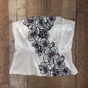 WHBM | White Black Florals Strapless Bustier